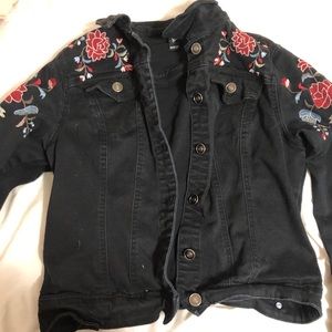 Floral black jean jacket